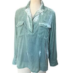 J.Crew Velvet Long Sleeve Utility Top Sage Green Size Small
